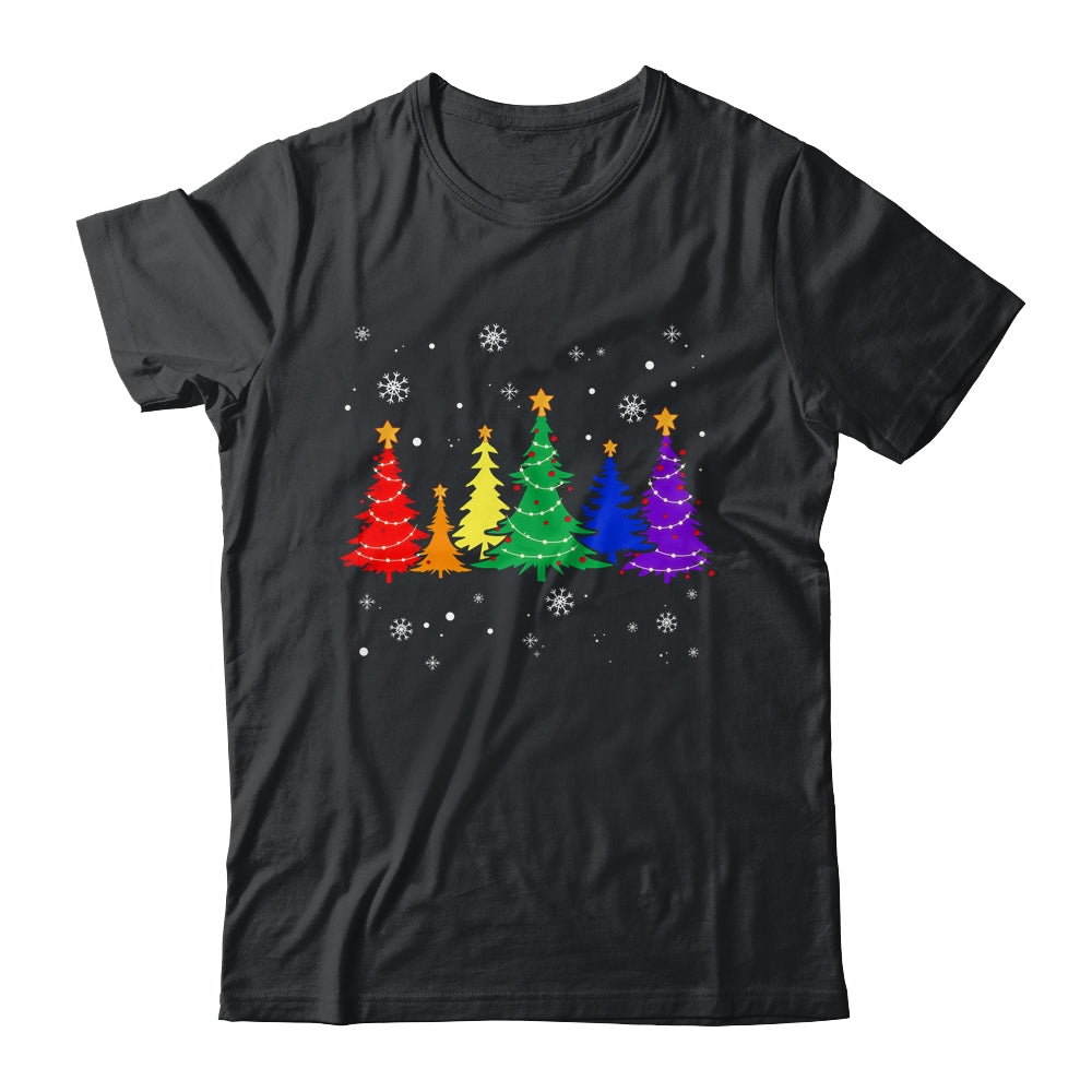 Merry Christmas LGBT Rainbow Flag Community Xmas Tree Gay Shirt & Sweatshirt | teecentury