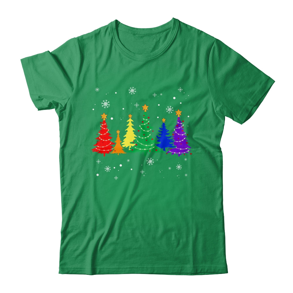 Merry Christmas LGBT Rainbow Flag Community Xmas Tree Gay Shirt & Sweatshirt | teecentury