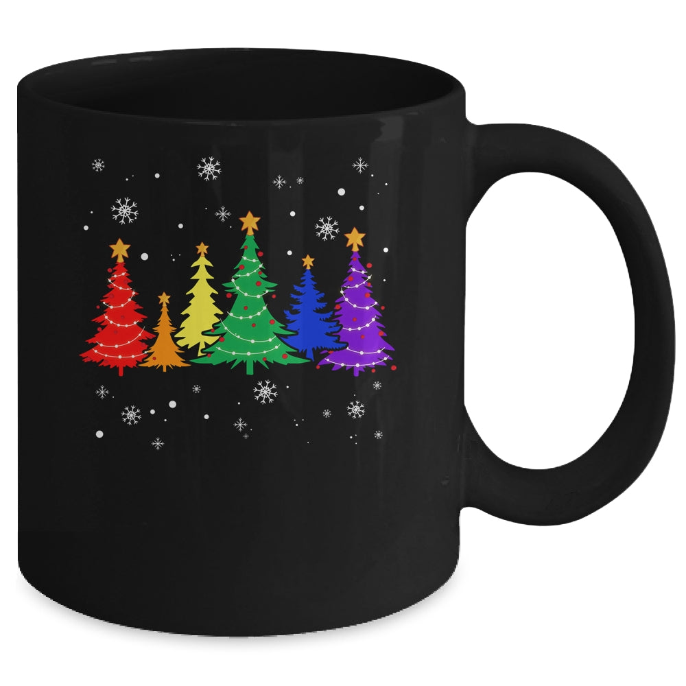 Merry Christmas LGBT Rainbow Flag Community Xmas Tree Gay Mug | teecentury
