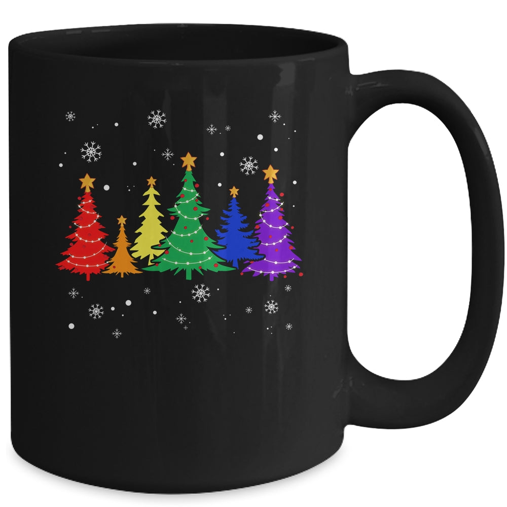 Merry Christmas LGBT Rainbow Flag Community Xmas Tree Gay Mug | teecentury