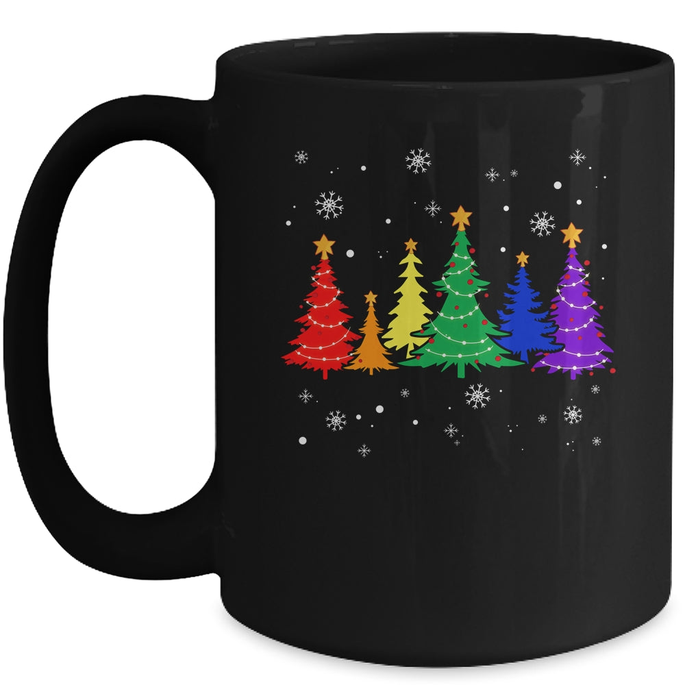 Merry Christmas LGBT Rainbow Flag Community Xmas Tree Gay Mug | teecentury