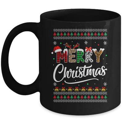 Merry Christmas Leopard Buffalo Red Plaid Ugly For Men Women Mug | teecentury