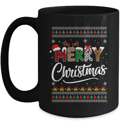 Merry Christmas Leopard Buffalo Red Plaid Ugly For Men Women Mug | teecentury