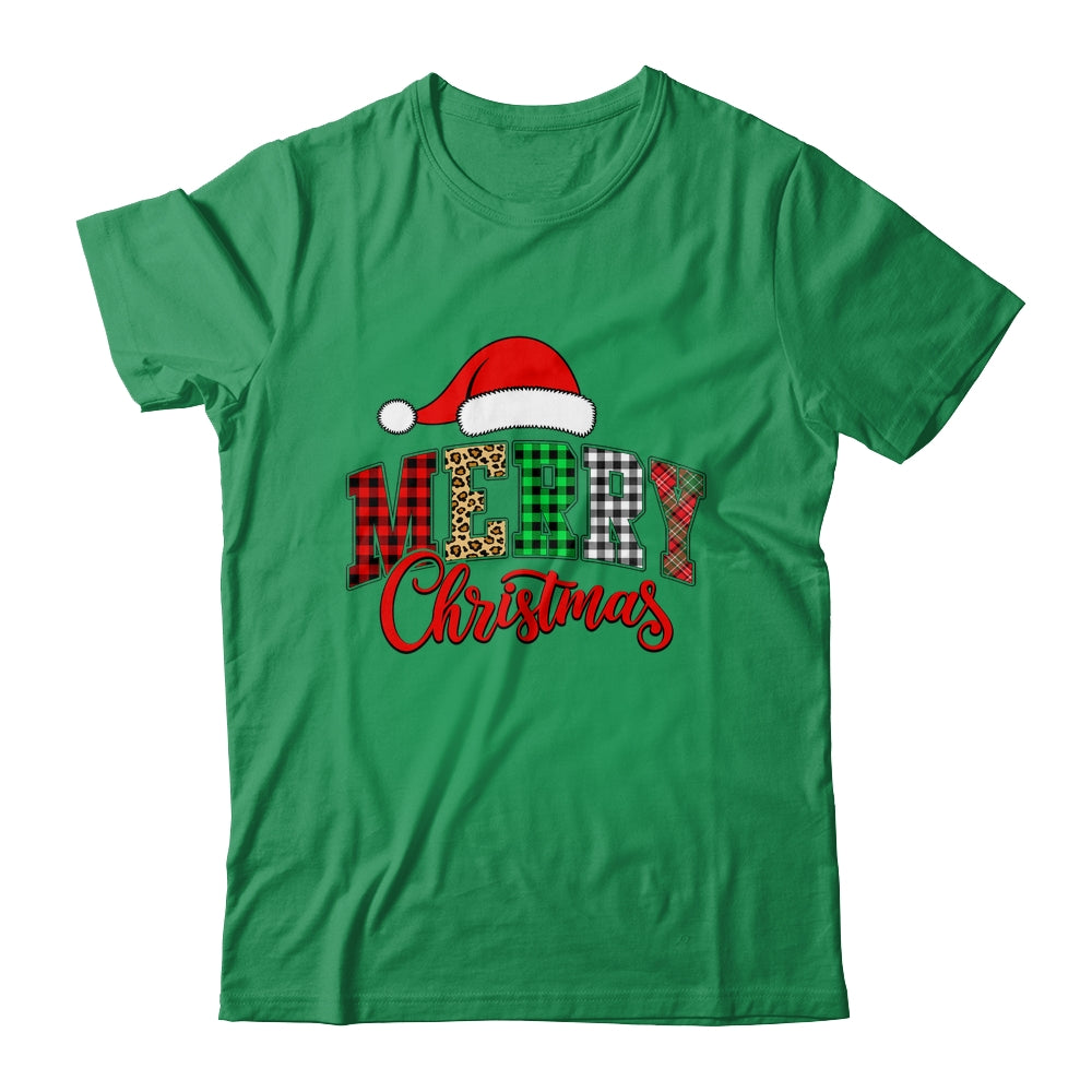Merry Christmas Leopard Santa Hat Women Holiday Print Xmas Shirt & Sweatshirt | teecentury