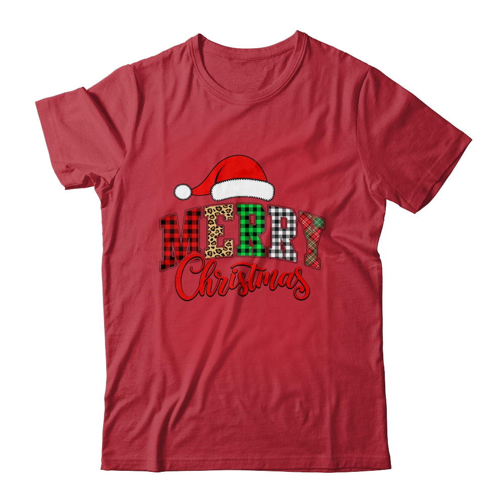Merry Christmas Leopard Santa Hat Women Holiday Print Xmas Shirt & Sweatshirt | teecentury