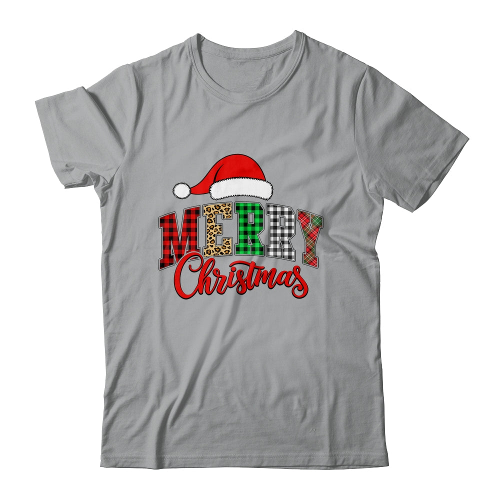Merry Christmas Leopard Santa Hat Women Holiday Print Xmas Shirt & Sweatshirt | teecentury