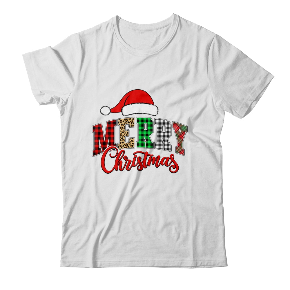 Merry Christmas Leopard Santa Hat Women Holiday Print Xmas Shirt & Sweatshirt | teecentury