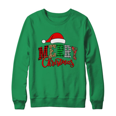 Merry Christmas Leopard Santa Hat Women Holiday Print Xmas Shirt & Sweatshirt | teecentury