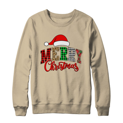 Merry Christmas Leopard Santa Hat Women Holiday Print Xmas Shirt & Sweatshirt | teecentury