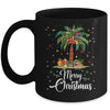 Merry Christmas Palm Tree Light Hawaiian Tropical Christmas Mug | teecentury