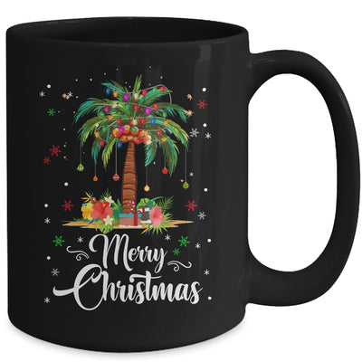 Merry Christmas Palm Tree Light Hawaiian Tropical Christmas Mug | teecentury