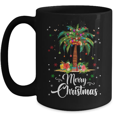 Merry Christmas Palm Tree Light Hawaiian Tropical Christmas Mug | teecentury