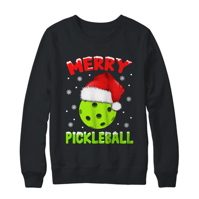 Merry Christmas Pickleball Pickle Ball And Paddle Santa Hat Shirt & Sweatshirt | teecentury