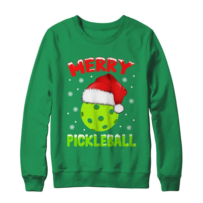 Merry Christmas Pickleball Pickle Ball And Paddle Santa Hat Shirt & Sweatshirt | teecentury