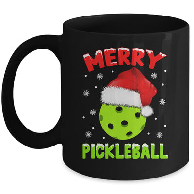 Merry Christmas Pickleball Pickle Ball And Paddle Santa Hat Mug | teecentury