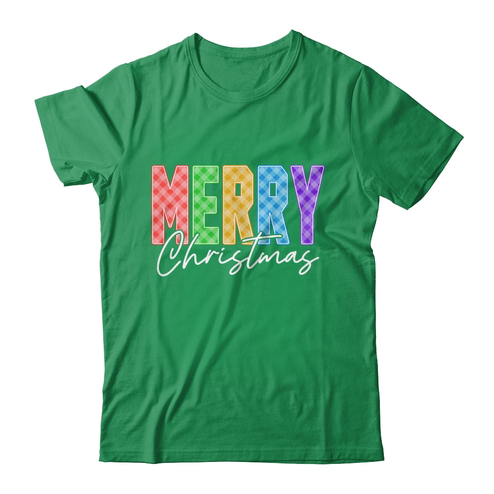 Merry Christmas Red Green Plaid Checkered Holiday Preppy Shirt & Sweatshirt | teecentury