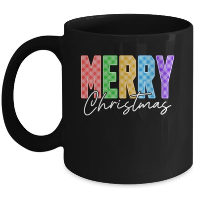 Merry Christmas Red Green Plaid Checkered Holiday Preppy Mug | teecentury