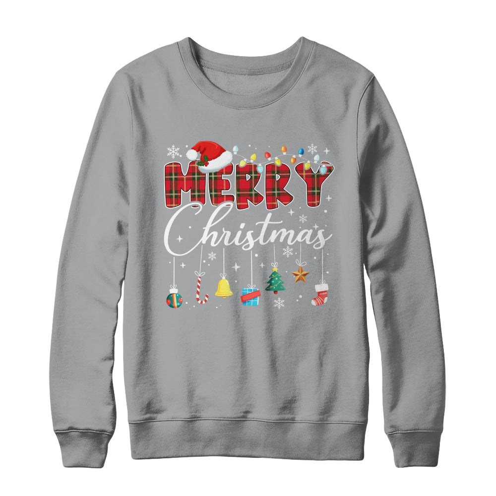 Merry Christmas Red Santa Hat Reindeer Xmas Matching Family Shirt & Sweatshirt | teecentury