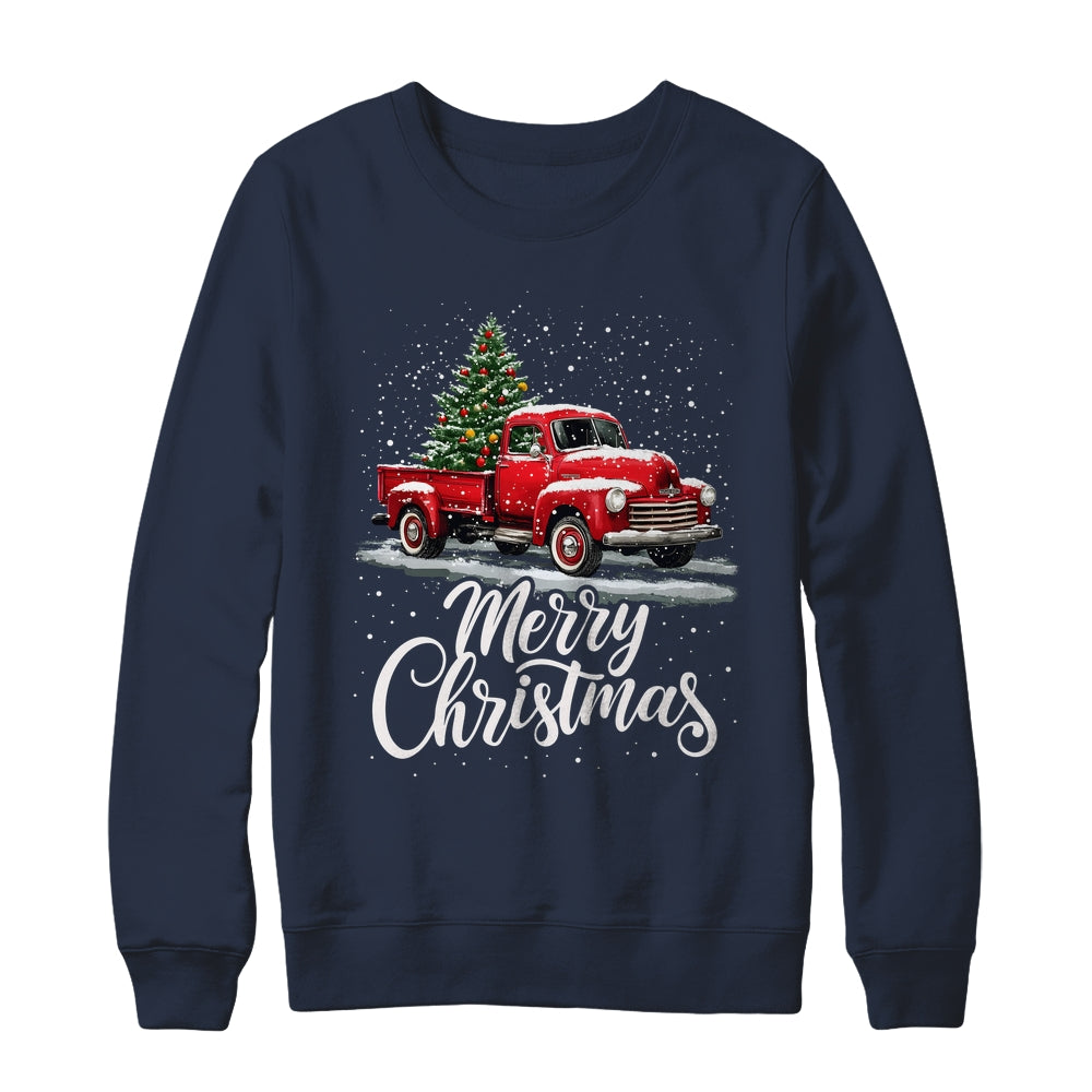 Merry Christmas Red Truck Family Matching Christmas Xmas Shirt & Sweatshirt | teecentury