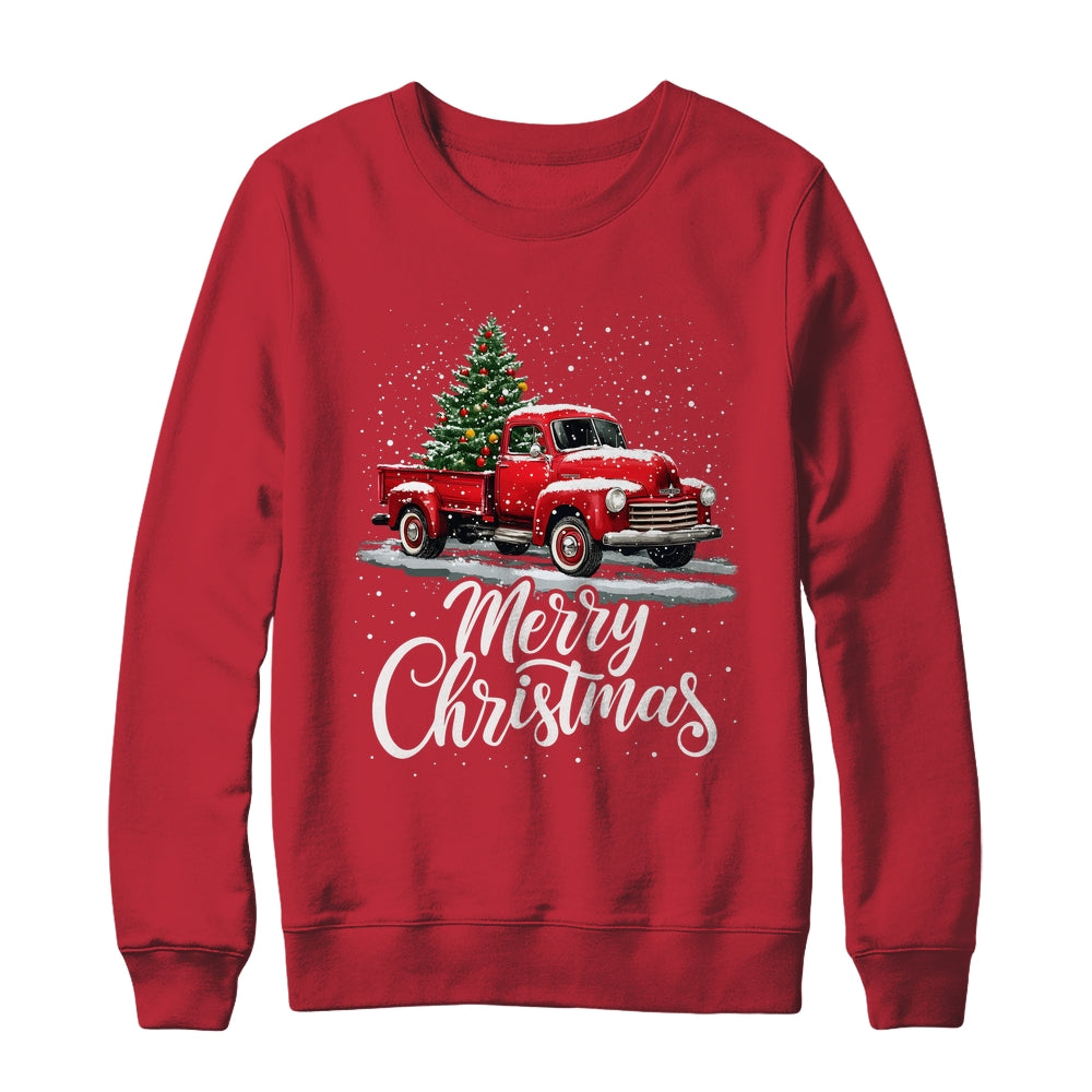 Merry Christmas Red Truck Family Matching Christmas Xmas Shirt & Sweatshirt | teecentury