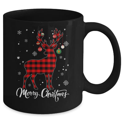 Merry Christmas Reindeer Red Plaid Family Matching Xmas Mug | teecentury