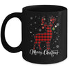 Merry Christmas Reindeer Red Plaid Family Matching Xmas Mug | teecentury