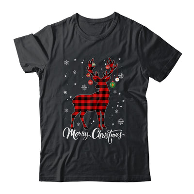 Merry Christmas Reindeer Red Plaid Family Matching Xmas Shirt & Sweatshirt | teecentury