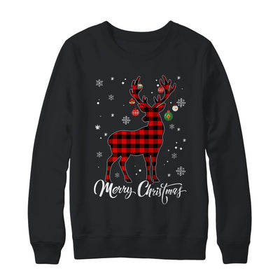 Merry Christmas Reindeer Red Plaid Family Matching Xmas Shirt & Sweatshirt | teecentury