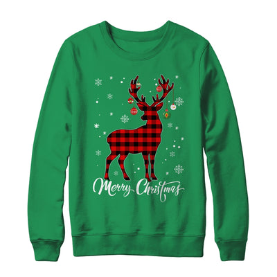 Merry Christmas Reindeer Red Plaid Family Matching Xmas Shirt & Sweatshirt | teecentury