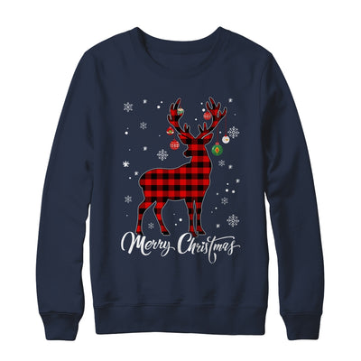 Merry Christmas Reindeer Red Plaid Family Matching Xmas Shirt & Sweatshirt | teecentury
