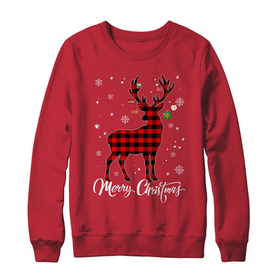 Merry Christmas Reindeer Red Plaid Family Matching Xmas Shirt & Sweatshirt | teecentury