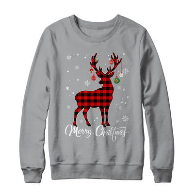 Merry Christmas Reindeer Red Plaid Family Matching Xmas Shirt & Sweatshirt | teecentury