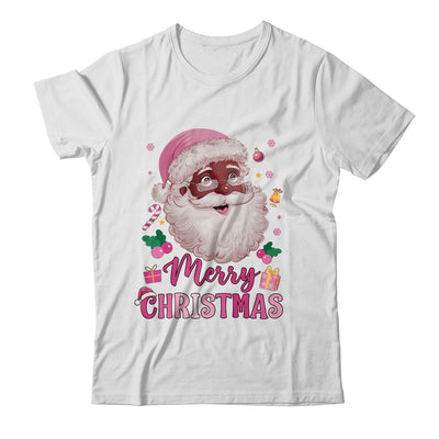 Merry Christmas Santa Claus Black Afro African American Pink Shirt & Sweatshirt | teecentury