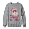 Merry Christmas Santa Claus Black Afro African American Pink Shirt & Sweatshirt | teecentury