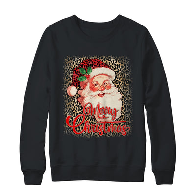 Merry Christmas Santa Claus Face Leopard Vintage 70s Santa Shirt & Sweatshirt | teecentury