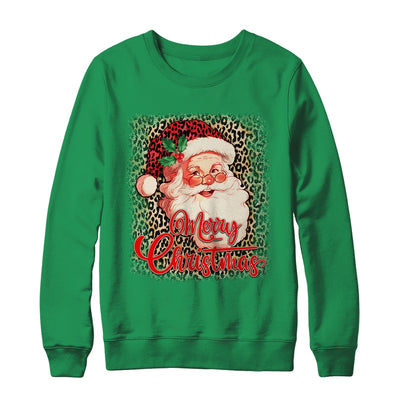 Merry Christmas Santa Claus Face Leopard Vintage 70s Santa Shirt & Sweatshirt | teecentury