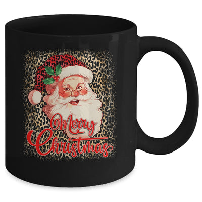 Merry Christmas Santa Claus Face Leopard Vintage 70s Santa Mug | teecentury