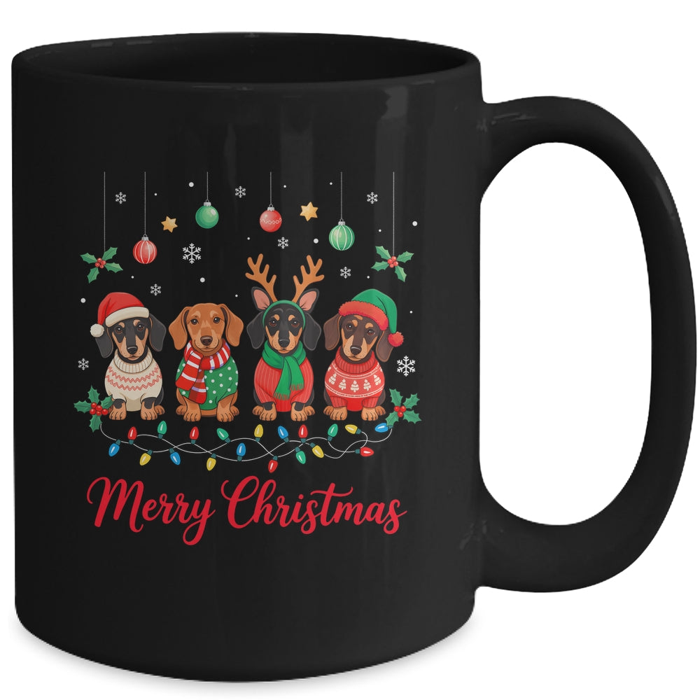 Merry Christmas Santa Reindeer Dachshund Weiner Dogs Xmas Mug | teecentury