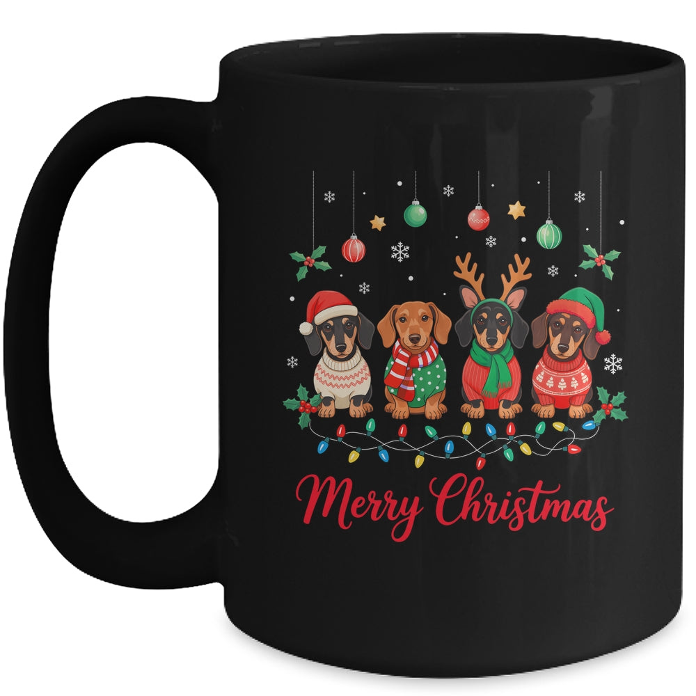 Merry Christmas Santa Reindeer Dachshund Weiner Dogs Xmas Mug | teecentury