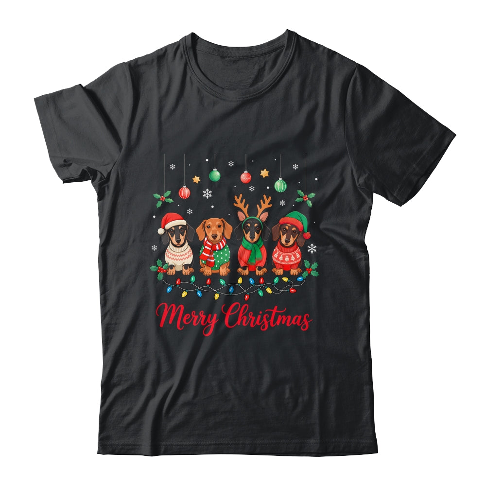 Merry Christmas Santa Reindeer Dachshund Weiner Dogs Xmas Shirt & Sweatshirt | teecentury