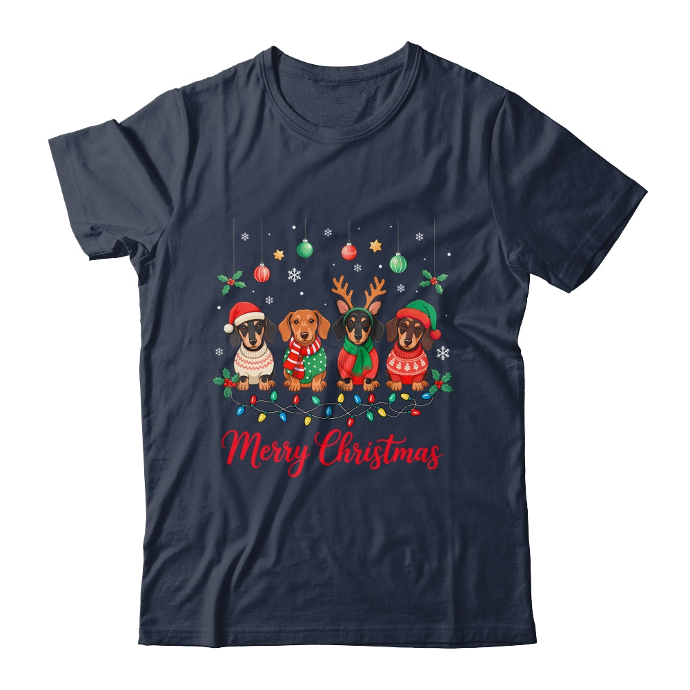Merry Christmas Santa Reindeer Dachshund Weiner Dogs Xmas Shirt & Sweatshirt | teecentury