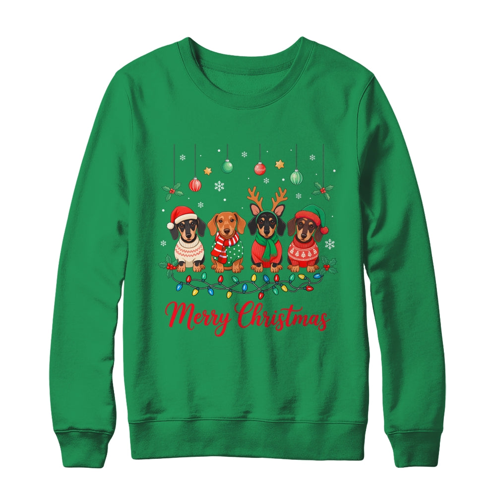 Merry Christmas Santa Reindeer Dachshund Weiner Dogs Xmas Shirt & Sweatshirt | teecentury