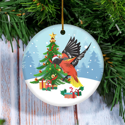Merry Christmas Tree Bird Christmas Tree Ornament | teecentury