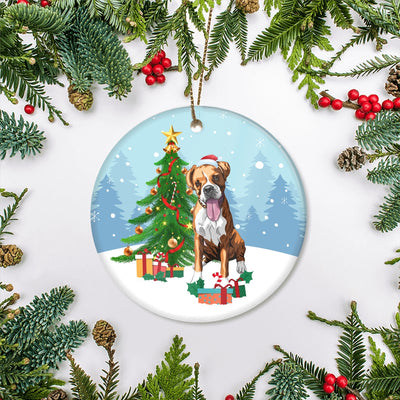 Merry Christmas Tree Boxer Christmas and Dogs Gift for Dog Lovers Christmas Tree Ornament | teecentury