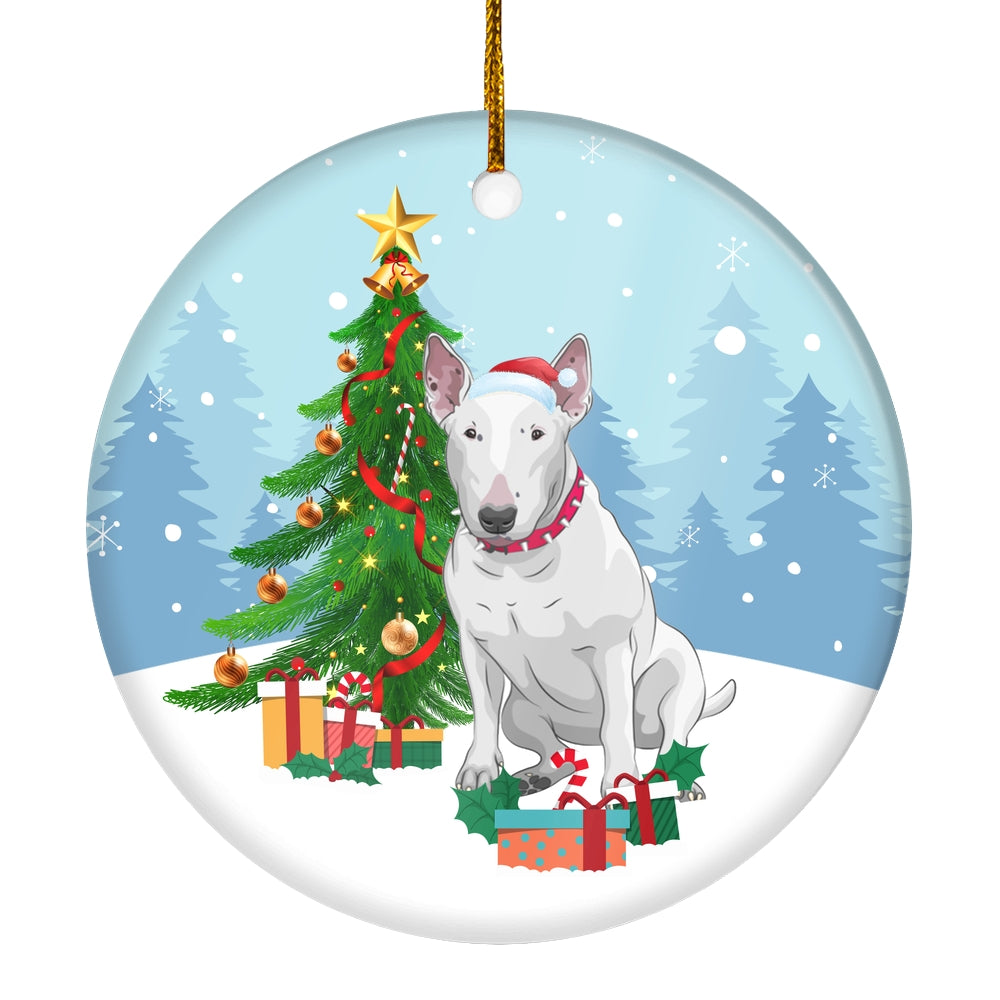 Merry Christmas Tree Bull Terrier Christmas and Dogs Gift for Dog Lovers Christmas Tree Ornament | teecentury