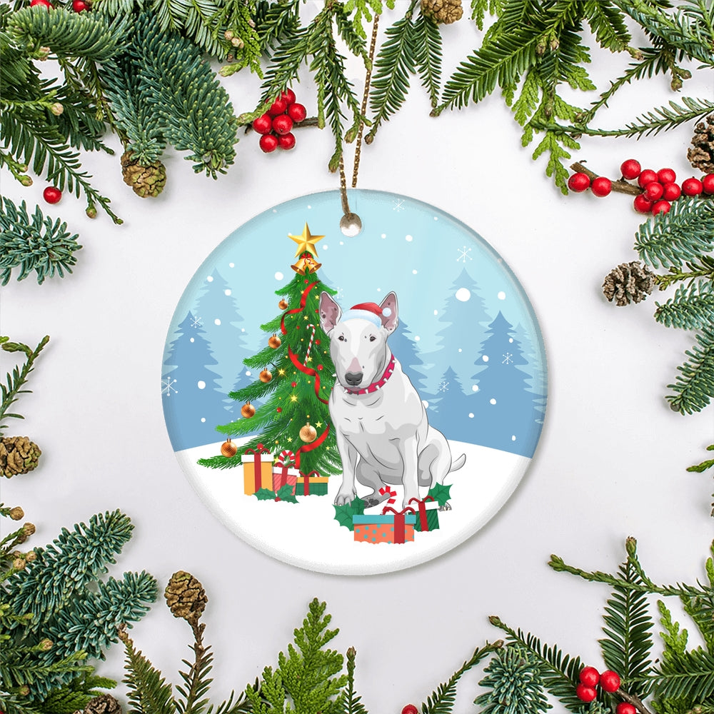 Merry Christmas Tree Bull Terrier Christmas and Dogs Gift for Dog Lovers Christmas Tree Ornament | teecentury