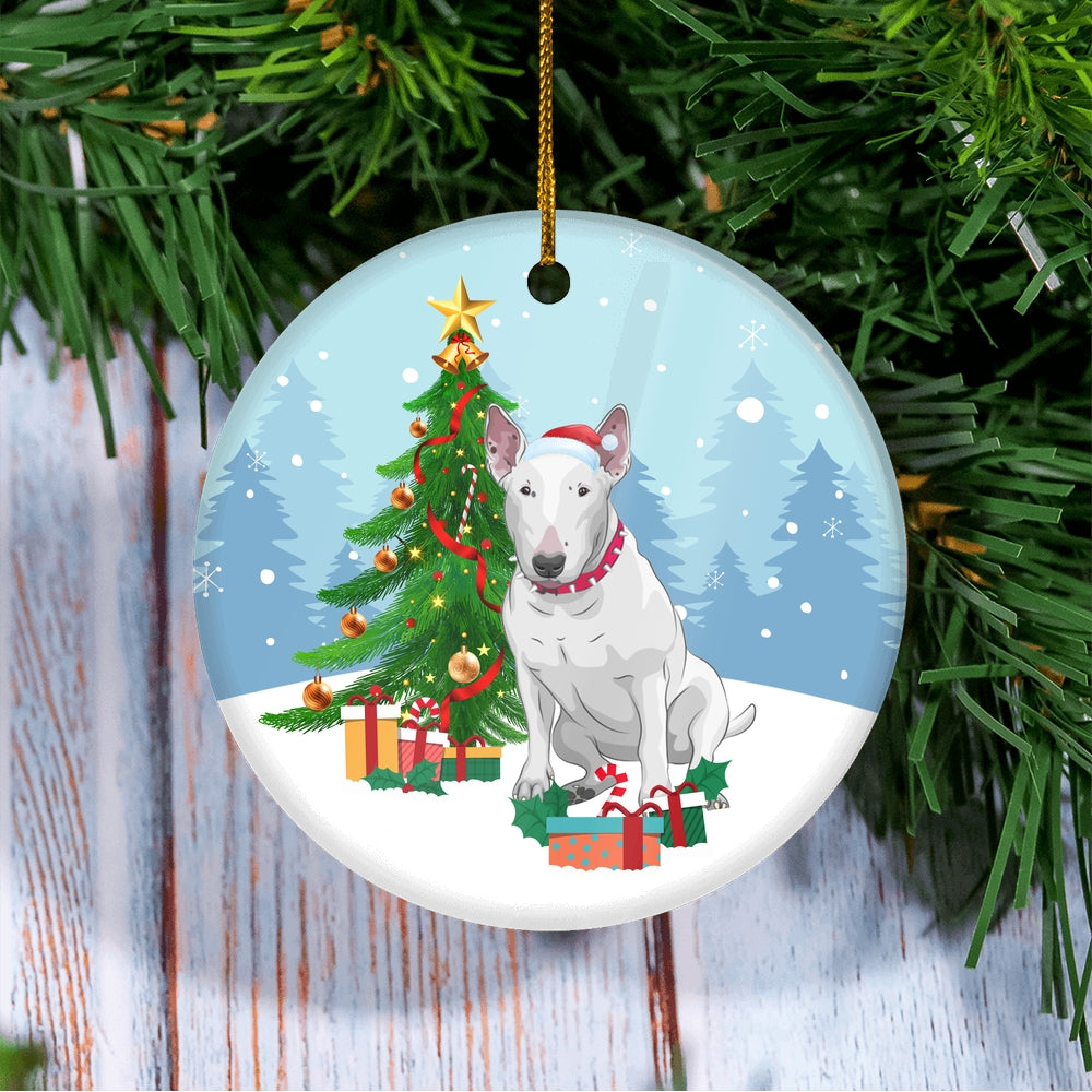 Merry Christmas Tree Bull Terrier Christmas and Dogs Gift for Dog Lovers Christmas Tree Ornament | teecentury