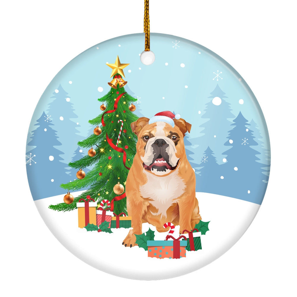 Merry Christmas Tree Bulldog Christmas and Dogs Gift for Dog Lovers Christmas Tree Ornament | teecentury