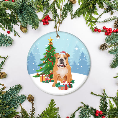 Merry Christmas Tree Bulldog Christmas and Dogs Gift for Dog Lovers Christmas Tree Ornament | teecentury