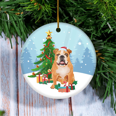 Merry Christmas Tree Bulldog Christmas and Dogs Gift for Dog Lovers Christmas Tree Ornament | teecentury